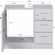 Koupelnová skříňka Chris, 63 cm, bílá - 2