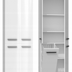 Koupelnová skříňka Nelzie I, 174 cm, bílá lesk - 1