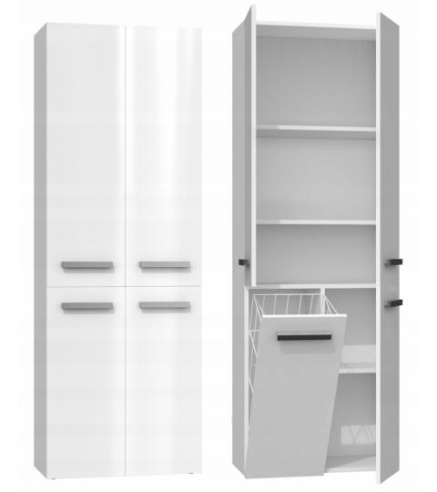 Koupelnová skříňka Nelzie I, 174 cm, bílá lesk