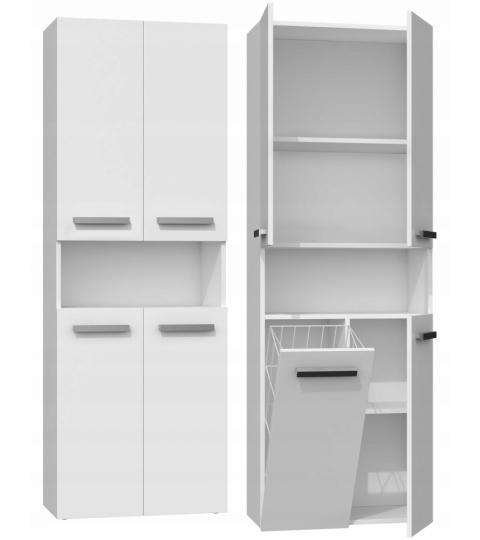 Koupelnová skříňka Nelzie III, 174 cm, bílá matná
