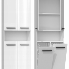 Koupelnová skříňka Nelzie IV, 174 cm, bílá lesk - 1