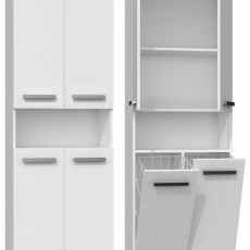 Koupelnová skříňka Nelzie IV, 174 cm, bílá matná - 1