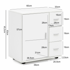 Koupelnová skříňka Nena, 65 cm, bílá - 4