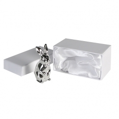 Kovová dekorácia zajac Glamour, 7 cm, strieborná