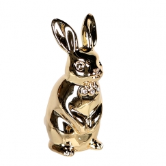 Kovová dekorácia zajac Glamour, 7 cm, zlatá
