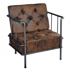 Křeslo s kovovou konstrukcí Factory, vintage hnědá - 1