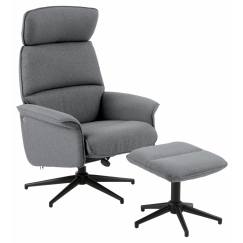 Kreslo s podnožkou Alura, textil, šedá