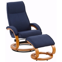 Křeslo s podnožkou Eteo, textil, modrá