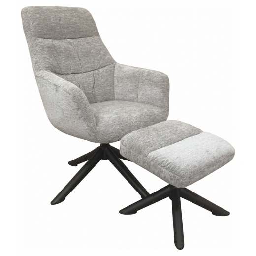 Křeslo s podnožkou Heather, světle šedá - 1