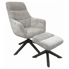 Kreslo s podnožkou Heather, svetlo šedá