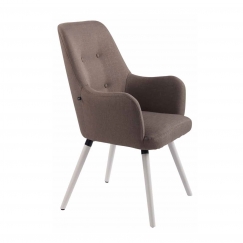 Křeslo s područkami Aros textil, bílé nohy
