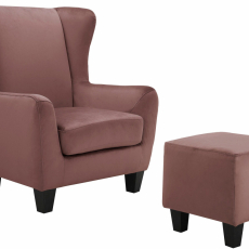 Kreslo Spicy, zamat, ružová - 1