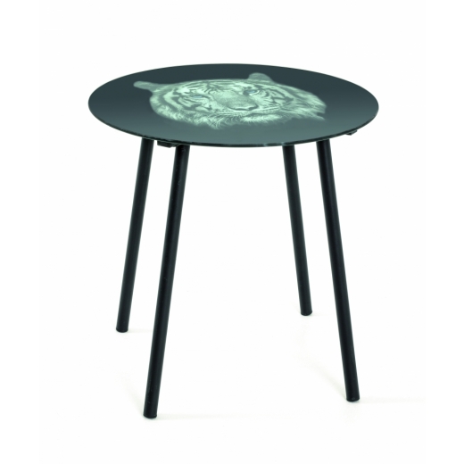 Kulatý stolek Tigera, 41 cm, černá / šedá - 1