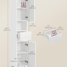 Kúpeľňová skrinka Cerberus, 170 cm, biela - 3