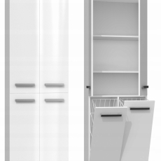 Kúpeľňová skrinka Nelzie II, 174 cm, biela lesk - 1