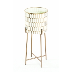 Kvetináč Beatris, 64 cm, zlatá / biela