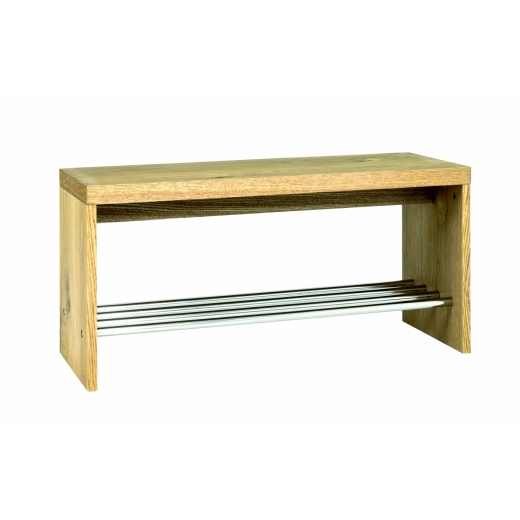 Lavica s botníkom Logan, 40 cm, dub - 1