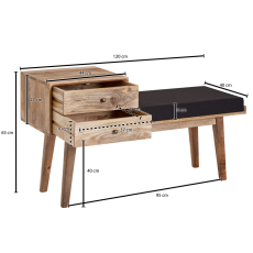 Lavice Frenk, 120 cm, černá - 4