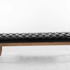 Lavice Ramira, 150 cm, syntetická kůže, černá / přírodní dřevo - 2