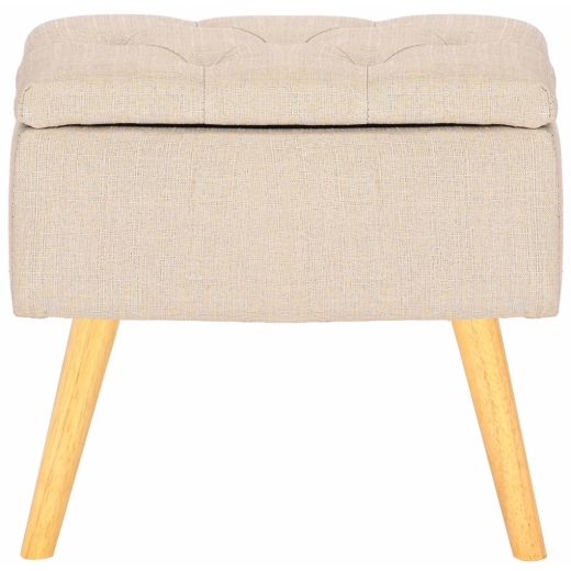 Lavice s úložným prostorem Chloe, textil, krémová - 1