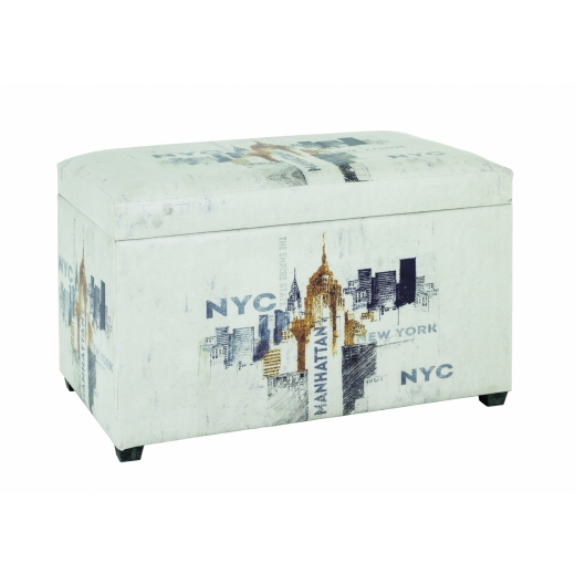 Lavice s úložným prostorem New York, 42 cm, krémová - 1