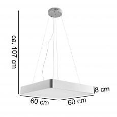 LED závesné svietidlo Square, 60 cm, strieborná - 2