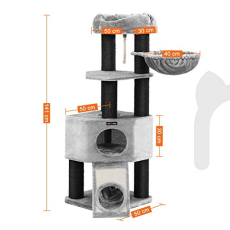 Mačací strom Bonnie, 141 cm, sivá - 3