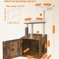 Mačací strom Edmont, 134 cm, hnedá - 6