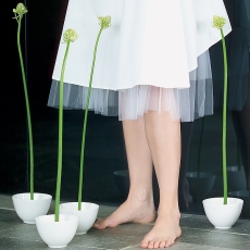 Misa stredná, 13 cm s držiakom kvetín, biela - 3