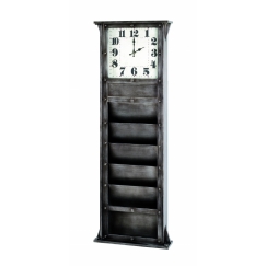 Nástěnka s hodinami a příhrádkami Trident, 120 cm, antracitová
