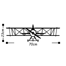 Nástěnná dekorace Airplane, 70 cm, černá - 3