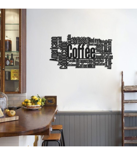 Nástěnná dekorace Coffee, 92 cm, černá