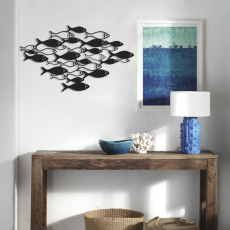 Nástěnná dekorace Fish Swarm, 70 cm, černá - 1