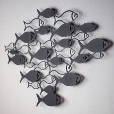 Nástěnná dekorace Fish Swarm, 70 cm, černá - 3