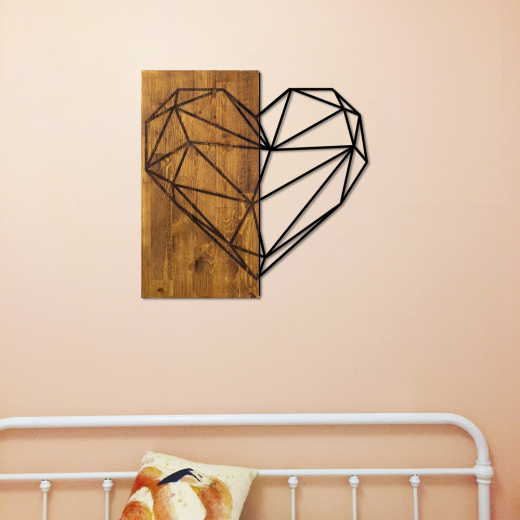 Nástěnná dekorace Heart,58 cm, hnědá - 1