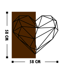 Nástěnná dekorace Heart,58 cm, hnědá - 3