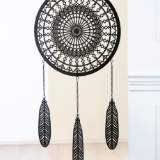 Nástěnná dekorace lapač snů Kelner, 103,5 cm, černá - 1