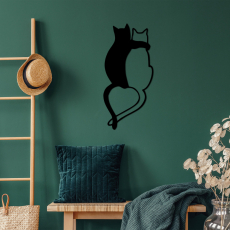 Nástěnná dekorace Love Cats, 70 cm, černá - 3