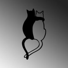 Nástěnná dekorace Love Cats, 70 cm, černá - 4