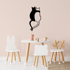 Nástěnná dekorace Love Cats, 70 cm, černá