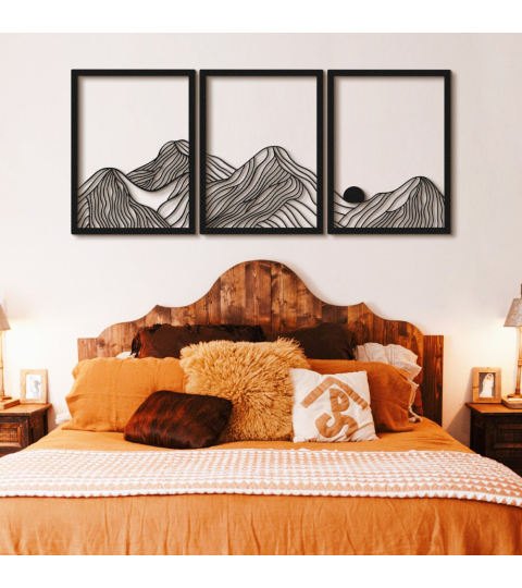 Nástěnná dekorace Mountain, 115 cm, černá