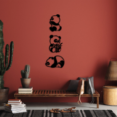 Nástěnná dekorace Pandas (SET 3 ks), černá - 2