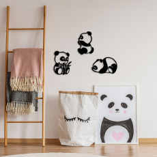 Nástěnná dekorace Pandas (SET 3 ks), černá - 3