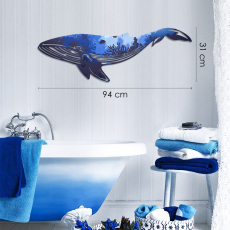 Nástěnná dekorace Whale. 94 cm, modrá - 2
