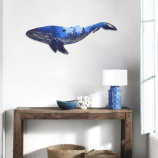 Nástěnná dekorace Whale. 94 cm, modrá - 3