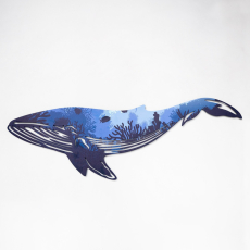 Nástěnná dekorace Whale. 94 cm, modrá - 4