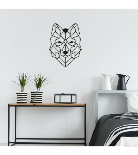 Nástěnná dekorace Wolf, 57 cm, černá