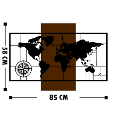 Nástěnná dekorace World Map, 85 cm, hnědá - 3