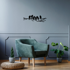 Nástenná dekorácia Birds, 70 cm, čierna