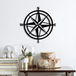Nástenná dekorácia Compass, 55 cm, čierna